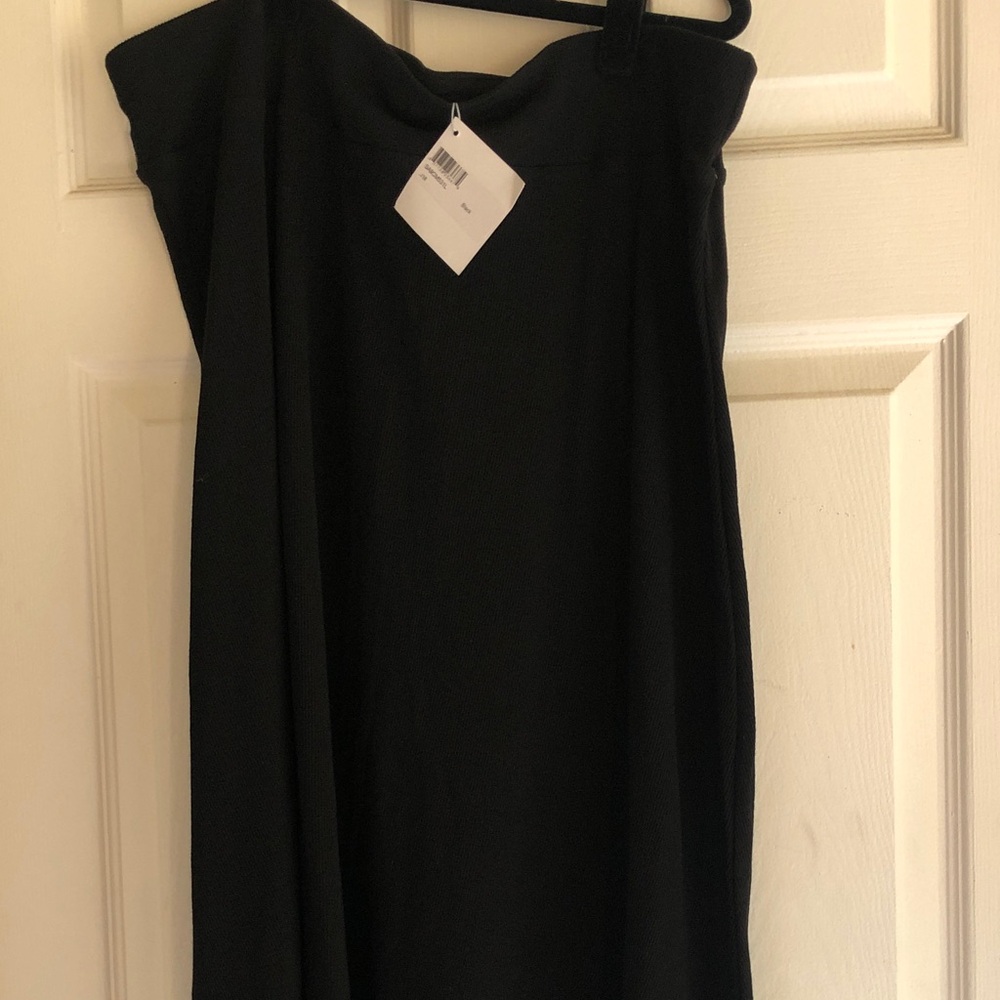 Ribbed Black Maxi Cotton Skirt
